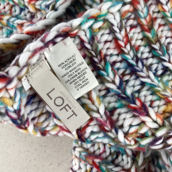 LOFT Womens Acrylic Ivory Multicolored Infinity Scarf 10.5 x 51 - Picture 6 of 6